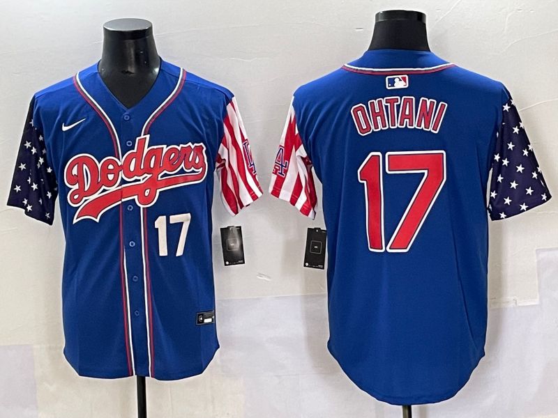 Men 2025 Los Angeles Dodgers #17 Ohtani Blue a generation of national flags Joint Name Nike MLB Jersey style 5->los angeles dodgers->MLB Jersey